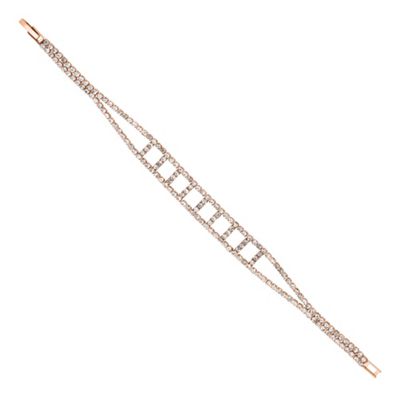 Diamante encased rose gold ladder bracelet